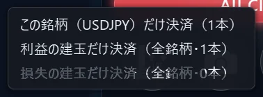 All Closeの右クリックメニュー