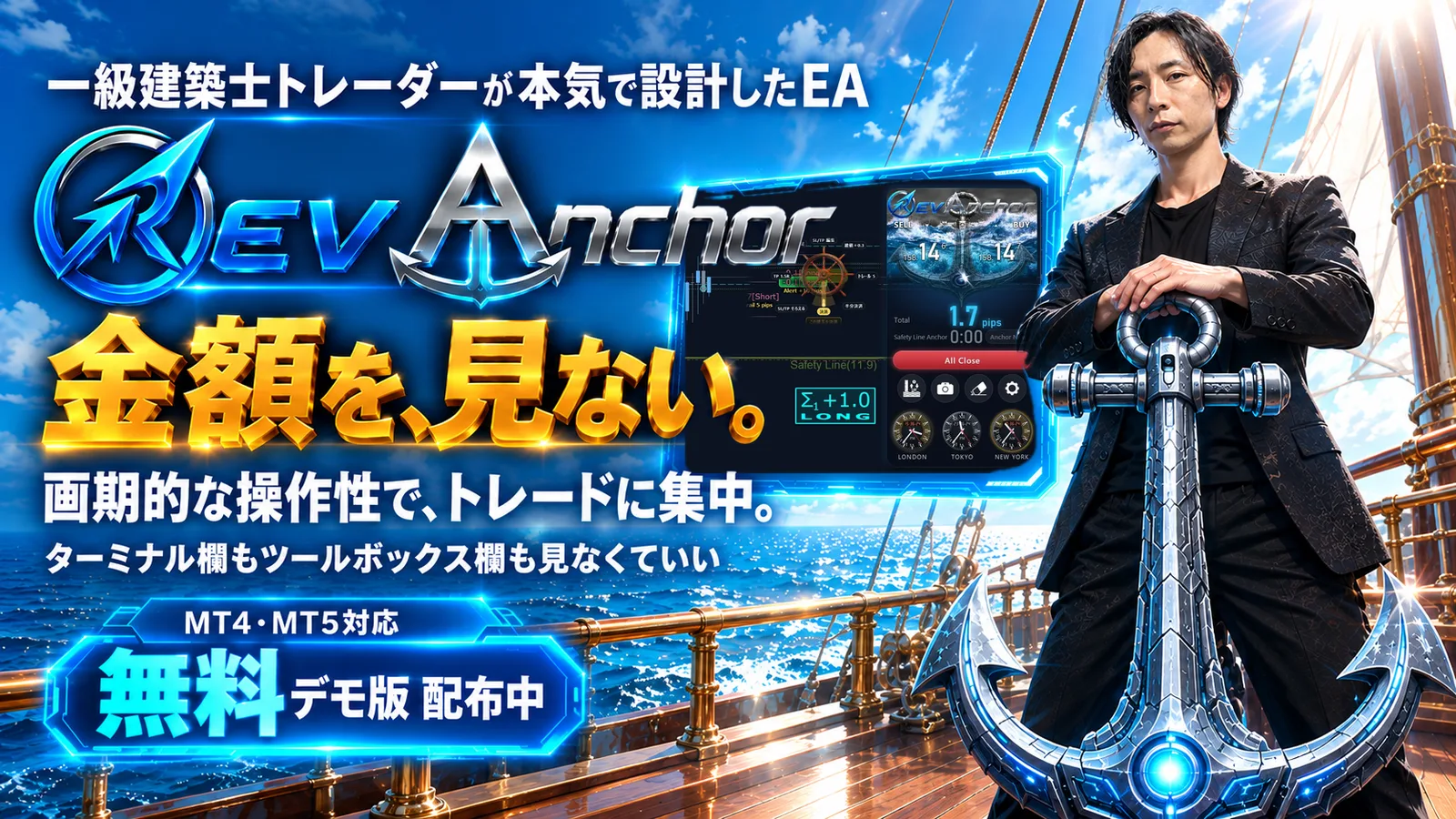 画期的な操作性。金額を見ない。一級建築士トレーダーが本気で設計したEA RevAnchor 無料デモ版配布中